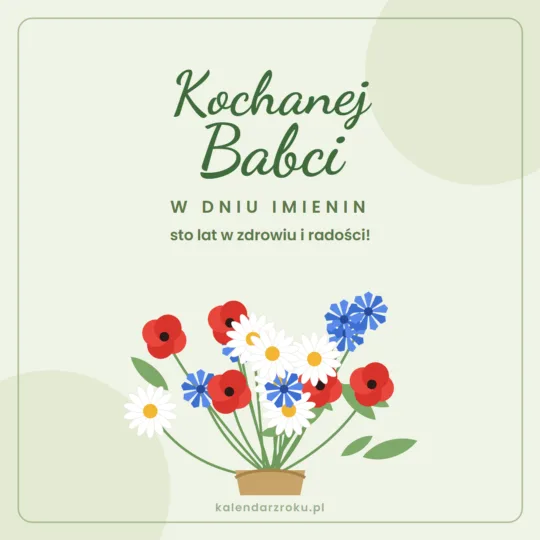 Kartka imieninowa dla babci z polnymi kwiatami - "Kochanej Babci w dniu imienin"