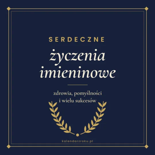 Elegancka granatowo-złota kartka imieninowa - "Serdeczne życzenia imieninowe"